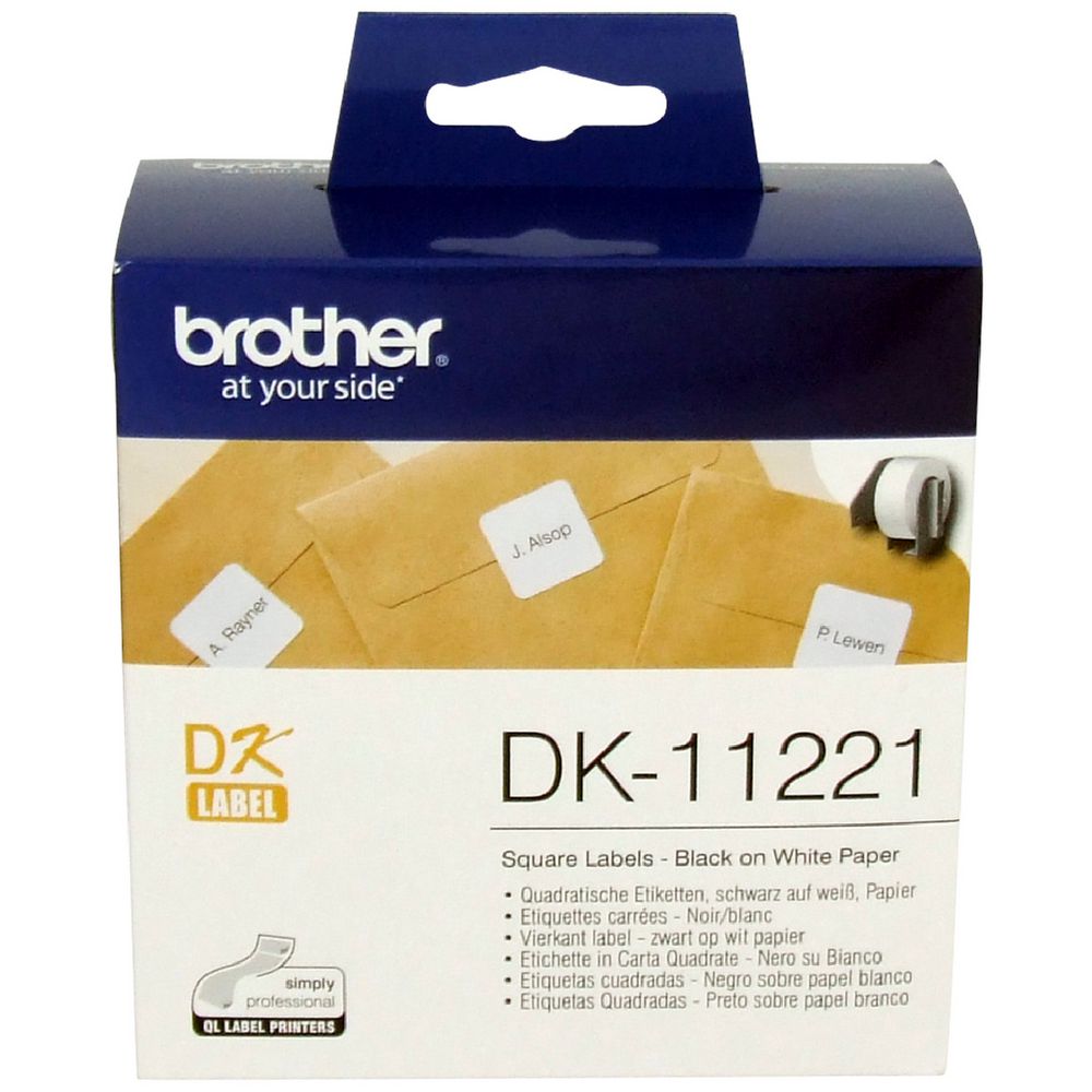 Brother DK 11221 Labels Square 23 x 23mm Black on White