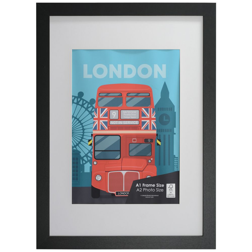 Cosmopolitan A1 with A2 Opening Poster Frame Black
