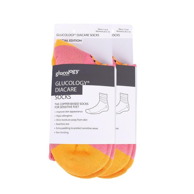 Glucology Copper based Socks 2 Pairs Large/ Bananas