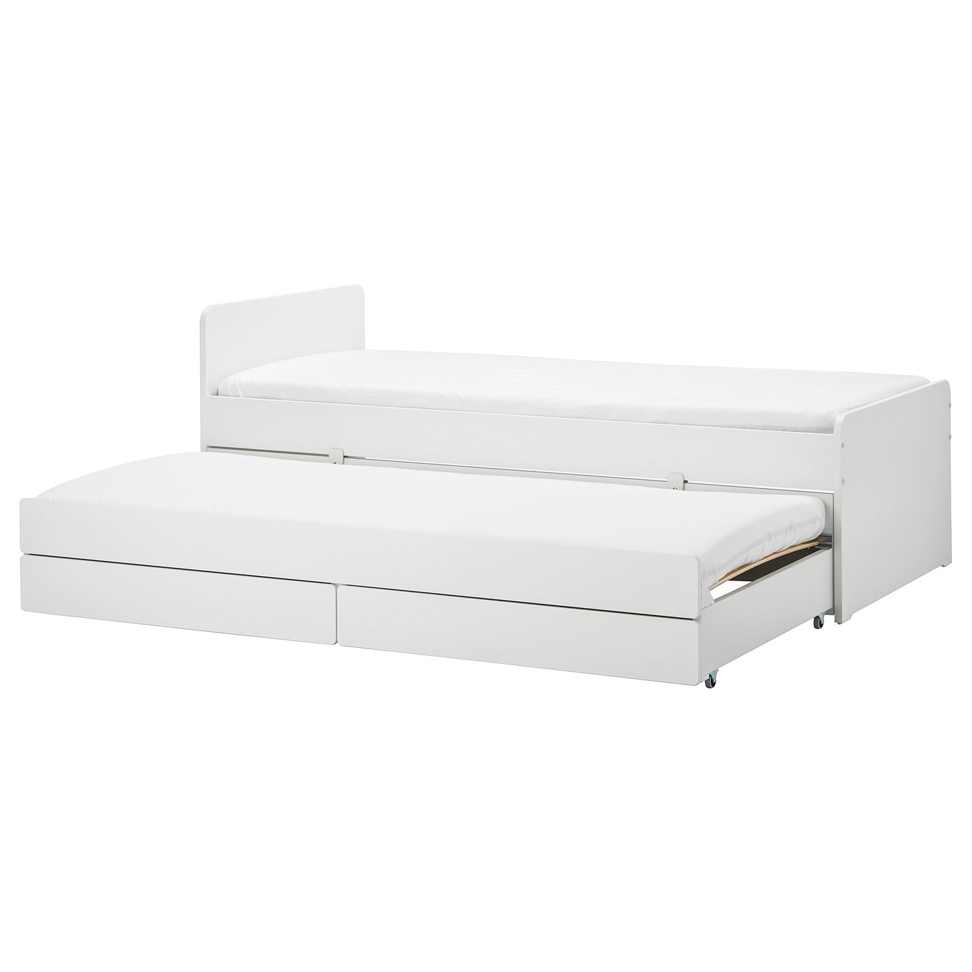 SLÄKT Bed frame with underbed and storage - white Single