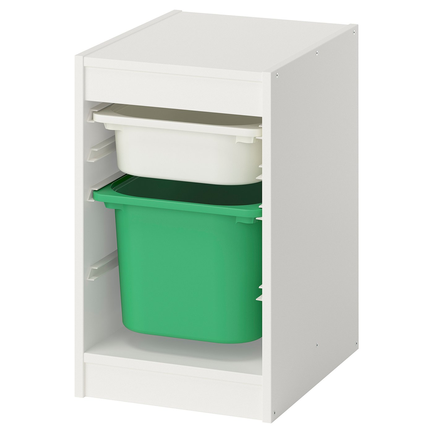 TROFAST Storage combination with boxes - white/bright green 34x44x56 cm