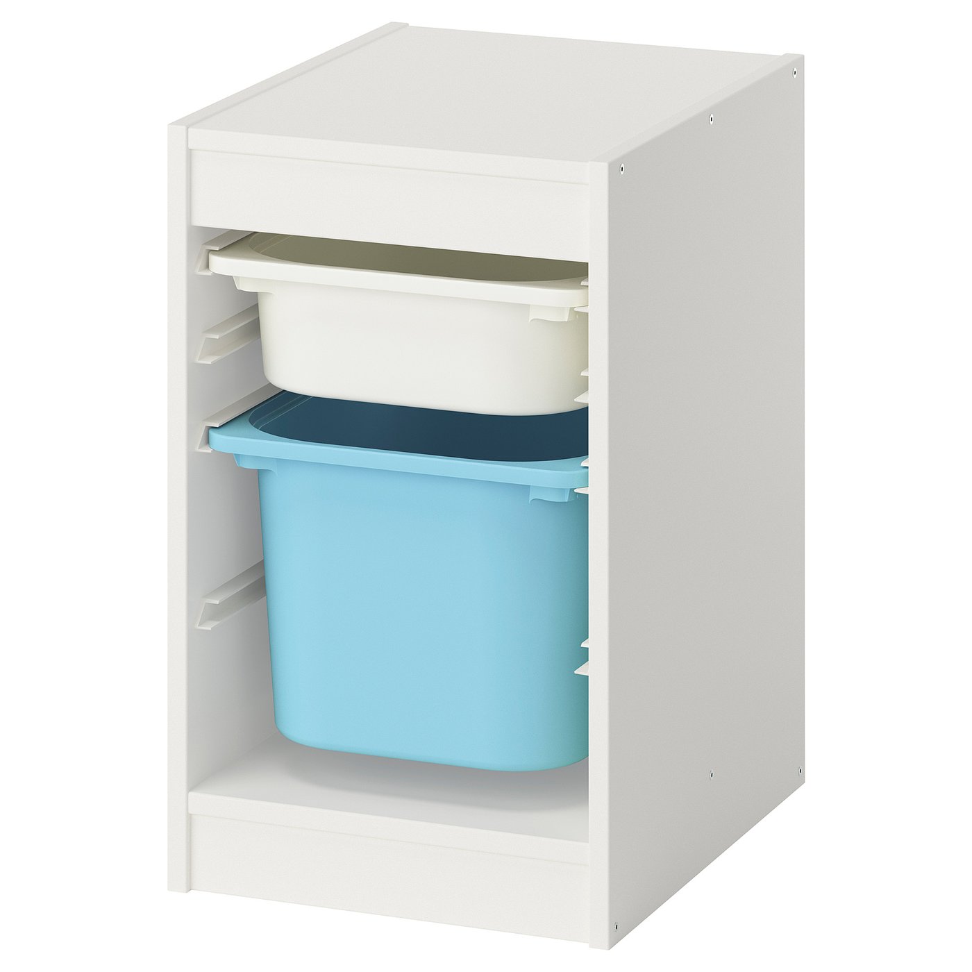 TROFAST Storage combination with boxes - white/light blue 34x44x56 cm