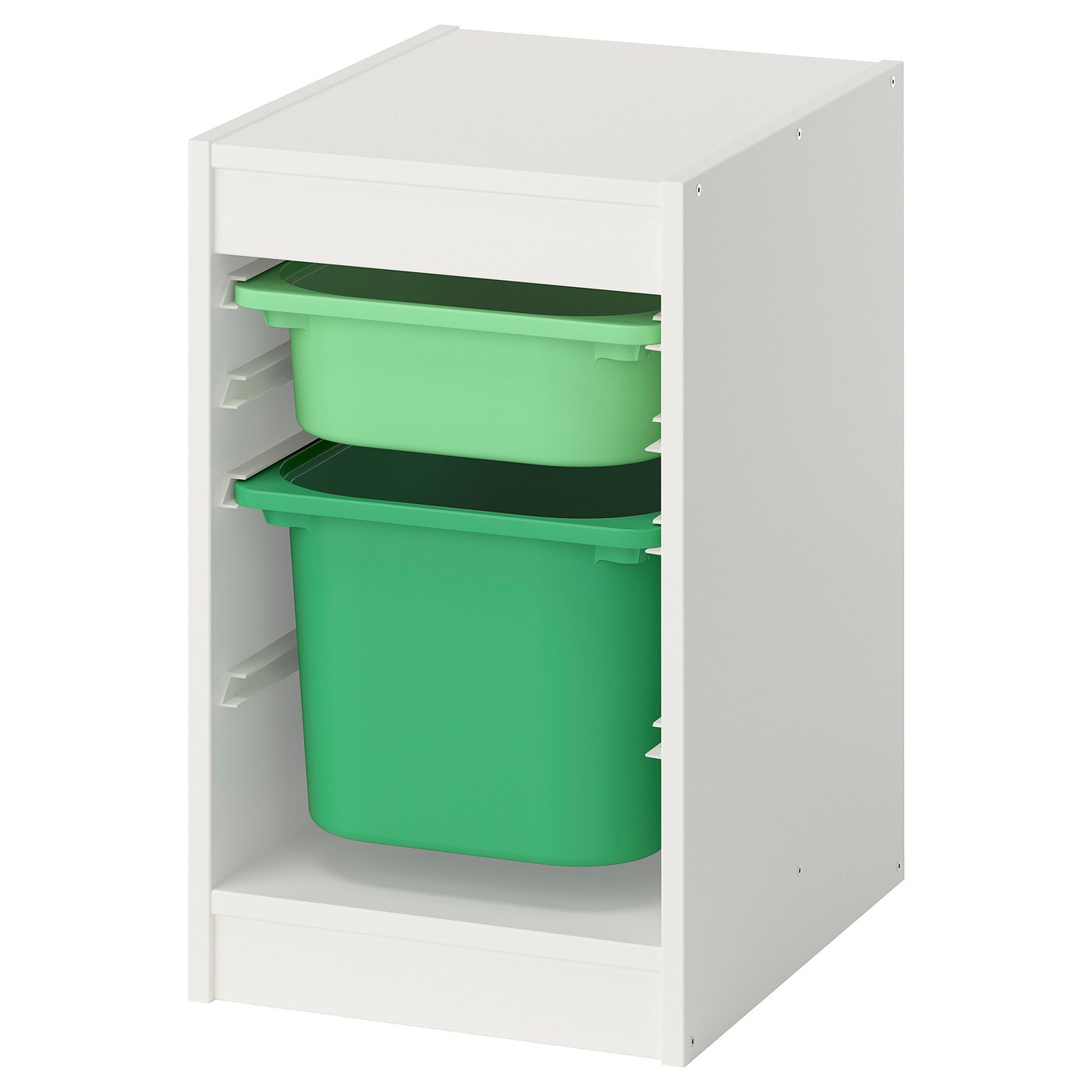 TROFAST Storage combination with boxes - white/light green bright green 34x44x56 cm