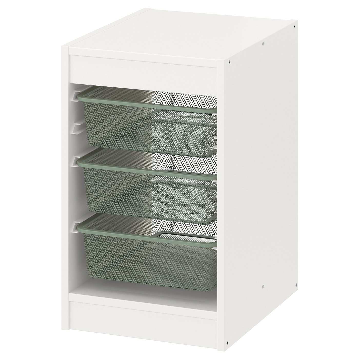 TROFAST Storage combination with boxes - white/light green-grey 34x44x56 cm