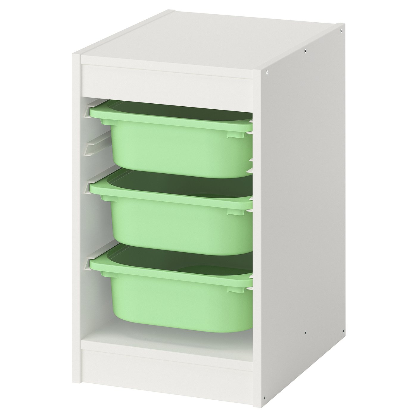 TROFAST Storage combination with boxes - white/light green 34x44x56 cm