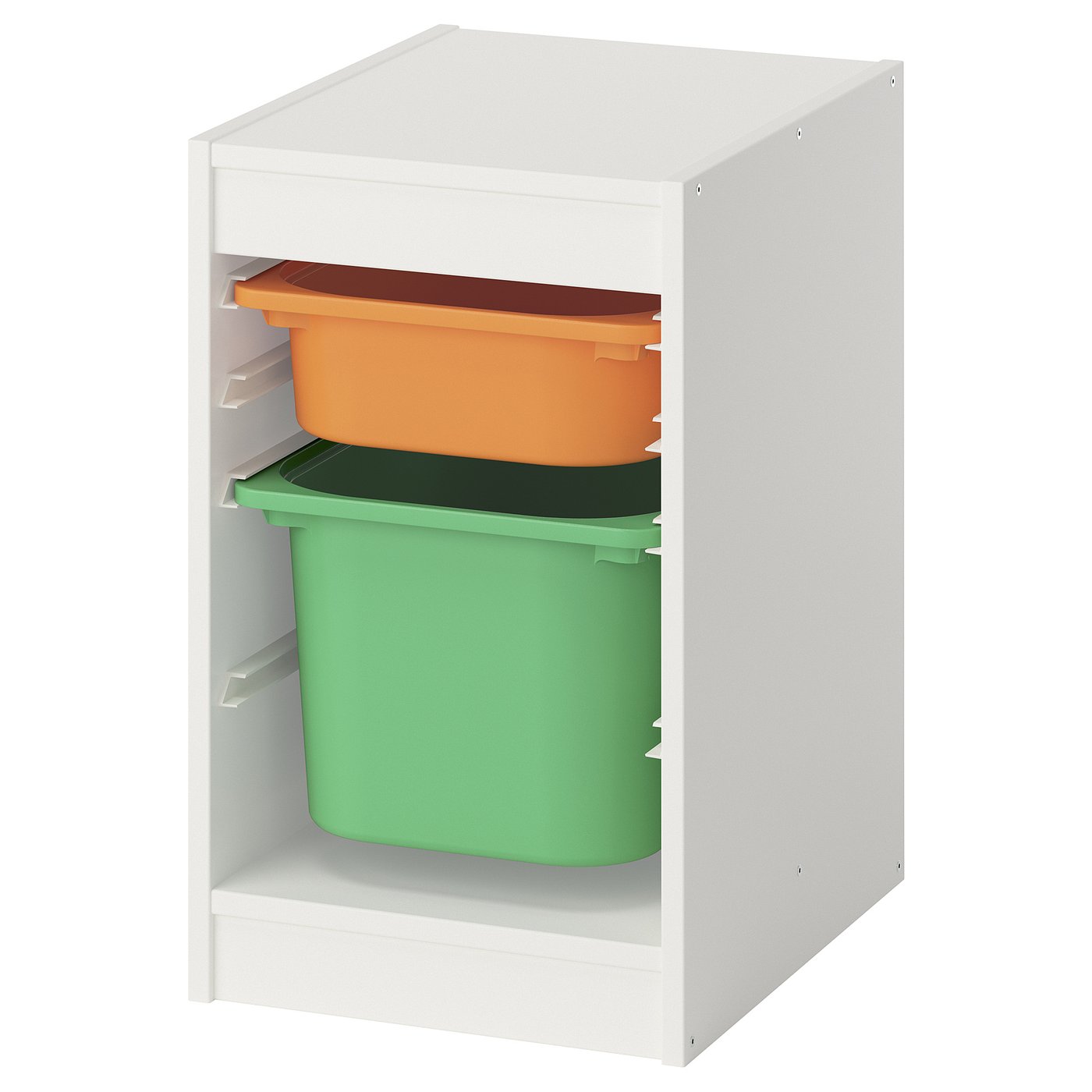 TROFAST Storage combination with boxes - white/light orange bright green 34x44x56 cm